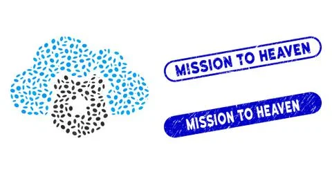 Elliptic Collage Cloud Shield with Distress Mission to Heaven Watermarks Illustration