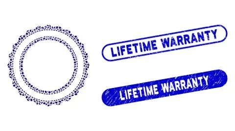 Elliptic Collage Double Rosette Circular Frame with Scratched Lifetime Warranty イラスト素材