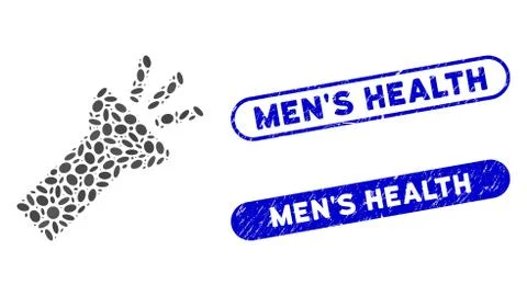 Elliptic Collage Electric Torch Light with Textured Men'S Health Stamps イラスト素材