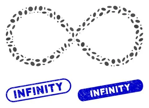 Elliptic Collage Infinity with Grunge Infinity Stamps 스톡 일러스트