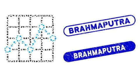 Elliptic Collage Line Plot with Textured Brahmaputra Seals Stock Illustration