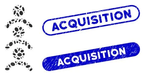 Elliptic Collage Man Queue with Distress Acquisition Stamps Ilustração Stock