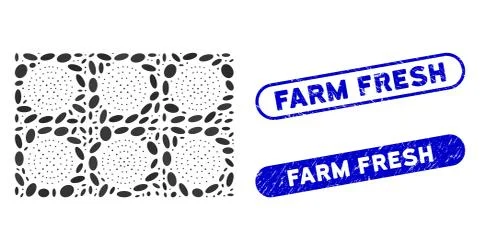 Elliptic Collage Mining ASIC Farm with Textured Farm Fresh Stamps Illustrazione stock