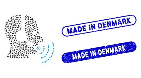 Elliptic Collage Operator Talking Sound Waves with Textured Made in Denmark Ilustración de archivo