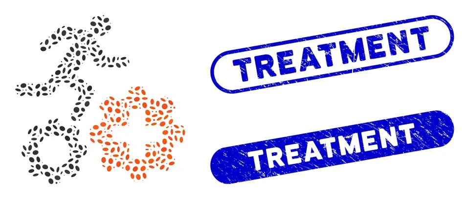 Elliptic Collage Runner Treatment Process Gears with Textured Treatment Stamps Stock Illustration