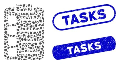 Elliptic Collage Tasks with Textured Tasks Watermarks Stock Illustration