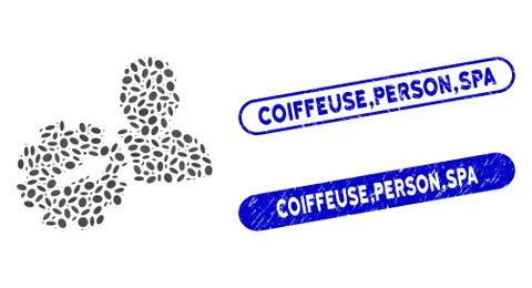 Elliptic Collage User Integration API Gear with Grunge Coiffeuse,Person,Spa Stock Illustration