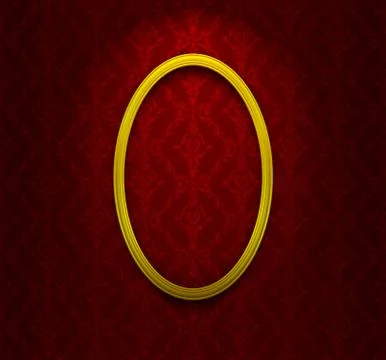 Elliptic frame on red wallpaper Stock Illustration