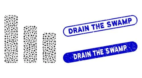 Elliptic Mosaic Bar Chart Decrease with Scratched Drain the Swamp Seals Stock Illustration