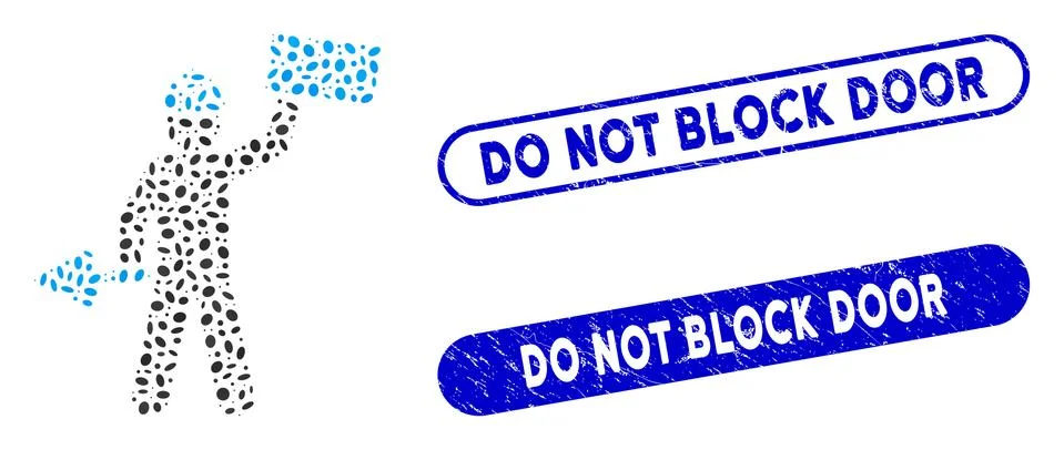 Elliptic Mosaic Brickwork Builder with Textured Do Not Block Door Watermarks Stock Illustration