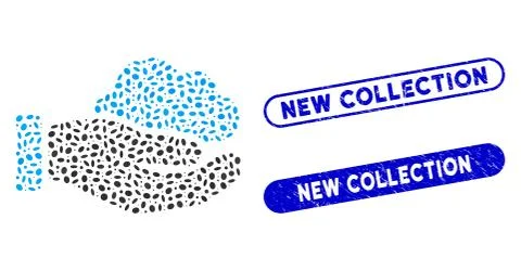 Elliptic Mosaic Cloud Service Hand with Distress New Collection Seals Ilustración de archivo