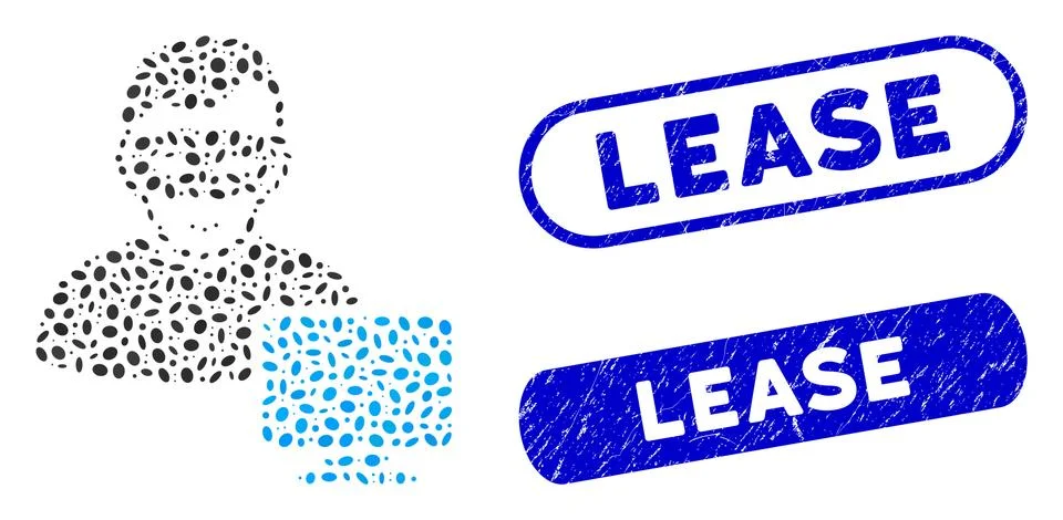 Elliptic Mosaic Computer Hacker with Grunge Lease Stamps Stock Illustration