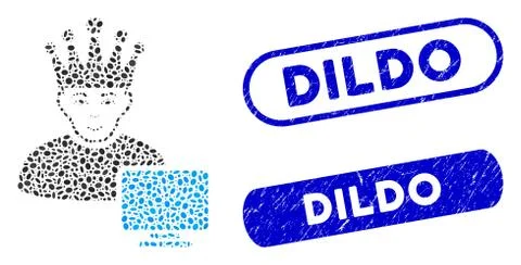 Elliptic Mosaic Computer Moderator with Grunge Dildo Stamps 스톡 일러스트