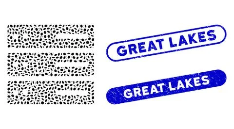 Elliptic Mosaic Data Storage with Textured Great Lakes Seals Stock Illustration