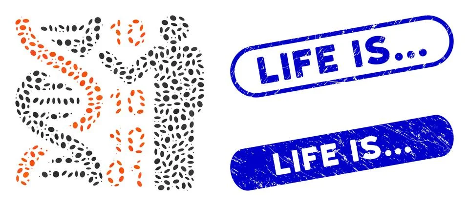 Elliptic Mosaic DNA Code Report with Textured Life Is... Watermarks 스톡 일러스트