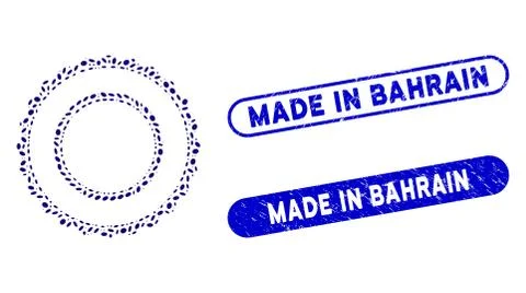 Elliptic Mosaic Double Rosette Circular Frame with Distress Made in Bahrain Stock Illustration