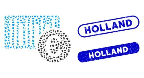 Elliptic Mosaic Euro Bar Code Price with Distress Holland Seals Stock-Illustration