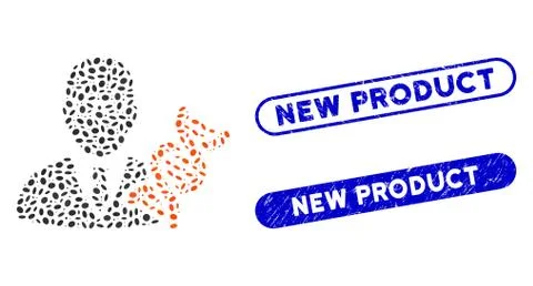 Elliptic Mosaic Genetic Engineer with Scratched New Product Stamps Stock Illustration
