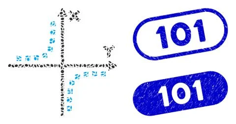 Elliptic Mosaic Hyperbola Plot with Textured 101 Seals Illustrazione stock
