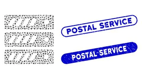 Elliptic Mosaic Server with Grunge Postal Service Watermarks 스톡 일러스트