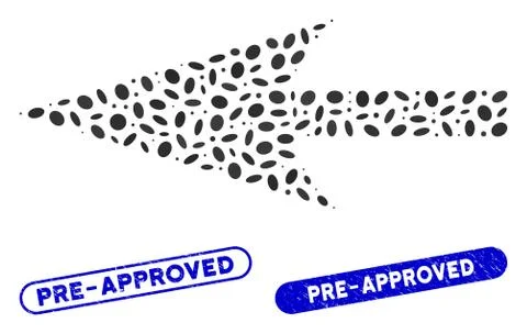 Elliptic Mosaic Sharp Left Arrow with Textured Pre-Approved Seals Illustrazione stock