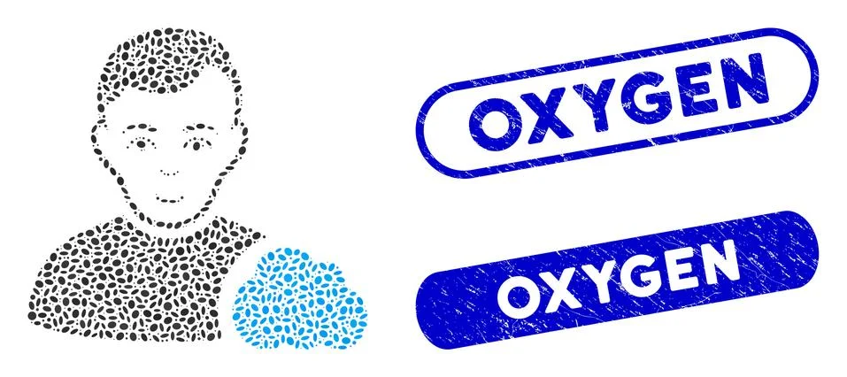 Elliptic Mosaic User Cloud with Grunge Oxygen Seals Illustrazione stock