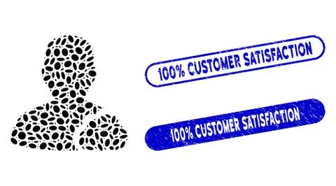 Elliptic Mosaic User Cloud with Scratched 100% Customer Satisfaction Stamps Stock Illustration