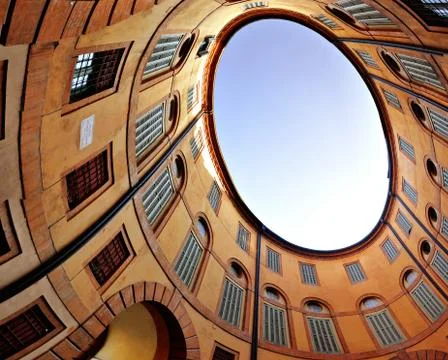Elliptical buiding view from inner yard Stock Photos