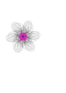 Elliptical loop flower with magenta center on white background 库存插图