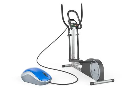 Elliptical trainer with computer mouse. 3D rendering Stock Illustration