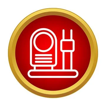 Elliptical trainer iconography on red and gold button Ilustração Stock
