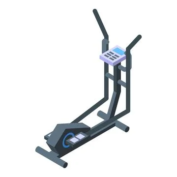 Elliptical trainer machine displaying workout progress isometric view Ilustración de archivo