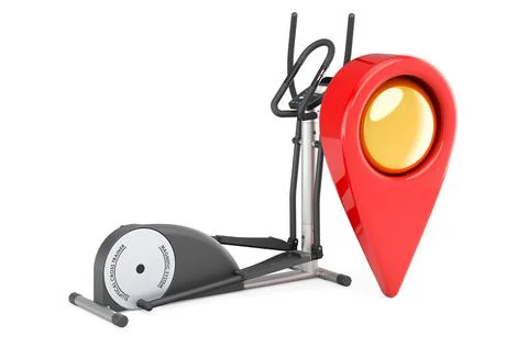 Elliptical trainer with map pointer. 3D rendering Stock Illustration