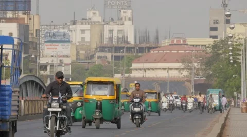 Ellis bridge with busy traffic,Ahmedabad,India Stock Footage
