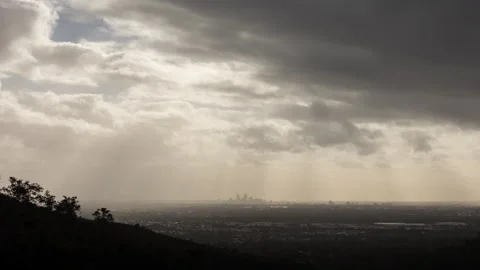 Ellis Brook Falls Perth Suburbs Winter Moody Light rays Timelapse Stock Footage 158791166