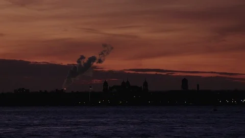 Ellis Island at Dusk Stock Footage 86187201