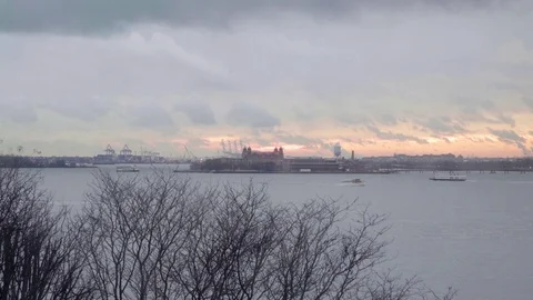 Ellis Island Sunset 스톡 동영상 71285243