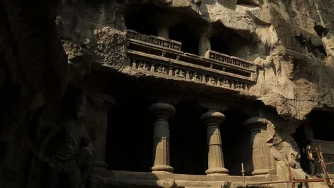 Ellora Caves Stock Footage 124628349