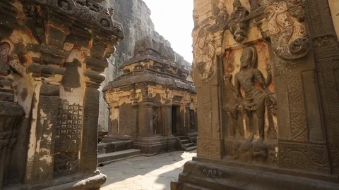 Ellora Caves Stock Footage 124629446