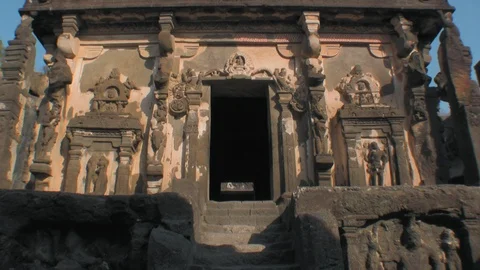 Ellora caves, India. Second floor of Kailasha temple. Stock Footage 117288475
