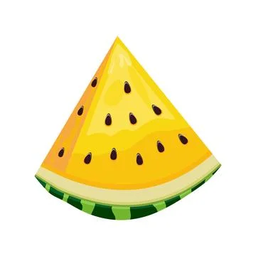 Ellow Watermelon slice. Fruit illustration for farm market menu. Healthy fo.. Illustrazione stock