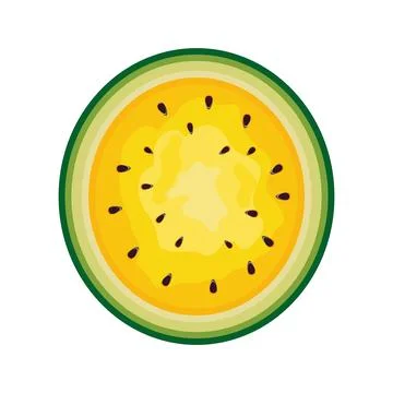 Ellow Watermelon slice. Fruit illustration for farm market menu. Healthy fo.. Stock Illustration