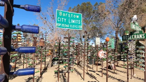 Elmer’s Bottle Tree Ranch located on historical Route 66 Stock Footage 181503459