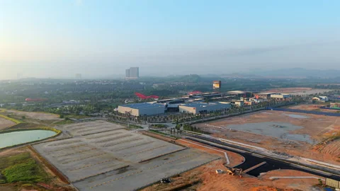 Elmina Lakeside Mall Aerial Orbit Wide Drone - Eco Township Shah Alam Malaysia Stock Footage 303470072