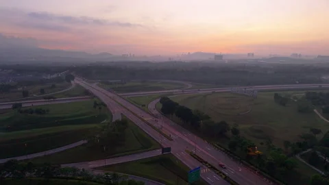 Elmina Township Highway Twilight Blue Hour Aerial Drone - Shah Alam Malaysia 動画素材 303469295