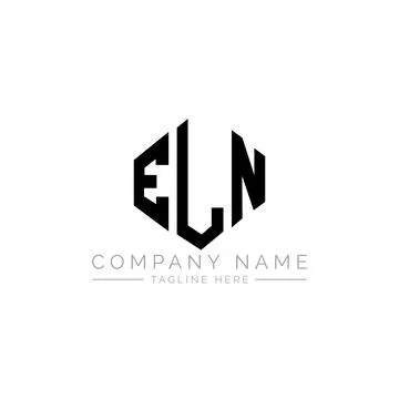 ELN letter logo design with polygon shape. ELN polygon and cube shape logo .. Stock Illustration