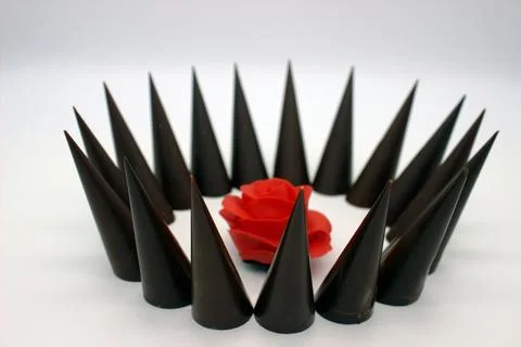 Elongated chocolates on white background Stock Photos