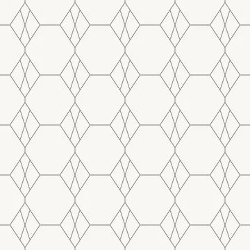 Elongated hexagonal mesh seamless pattern in minimal line design, geometric Stockillustratie