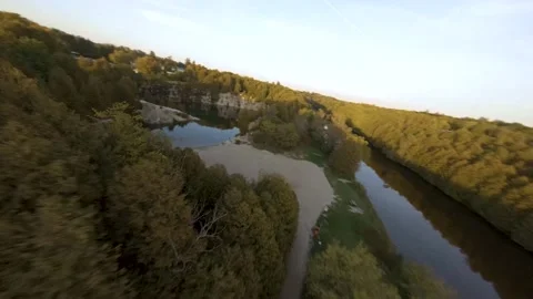 Elora Quarry Conservation Area Drone Footage (Elora Ontario) Stock Footage 162933005
