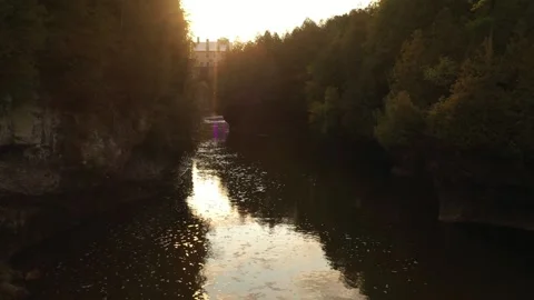 Elora river crane up Stock Footage 184642318